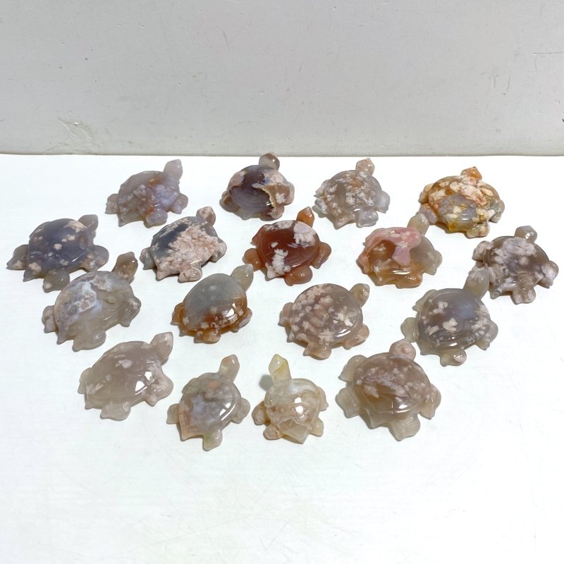 17 Pieces Sakura Flower Agate Sea Turtle Carving -Wholesale Crystals
