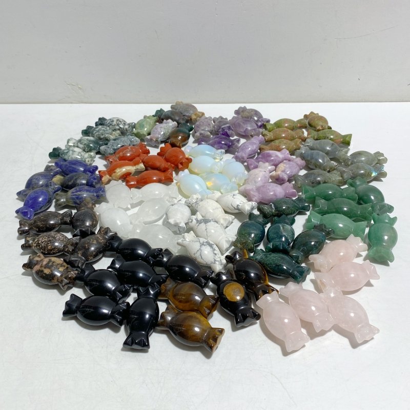 17 Types 5cm Candy Carving Wholesale Green Aventurine Tiger Eye Howlite Closeout -Wholesale Crystals