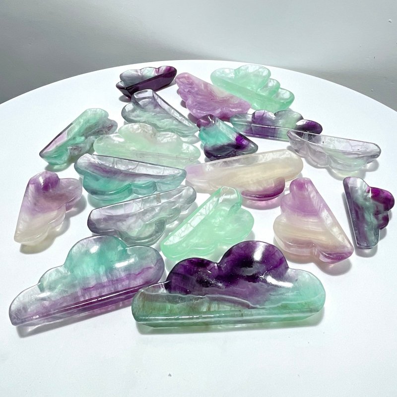 18 Pieces Colorful Fluorite Clouds Shallow Bowl - Wholesale Crystals