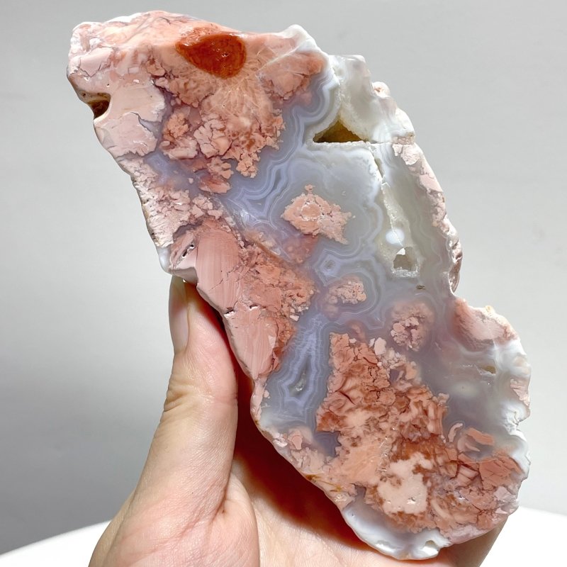 18 Pieces Polished Pink Agate Geode Free Form - Wholesale Crystals