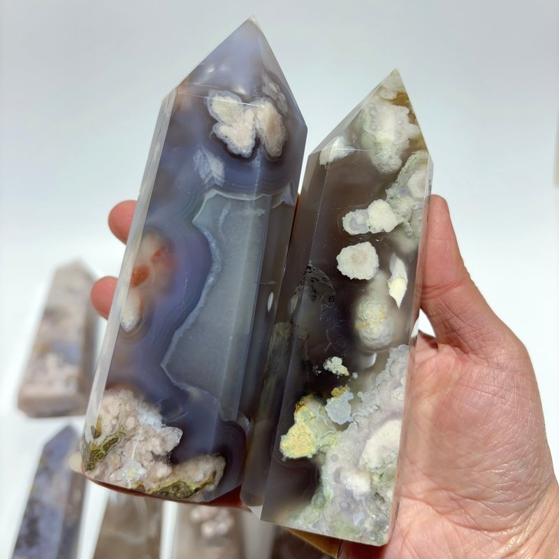 18 Pieces Sakura Flower Agate Tower Points -Wholesale Crystals