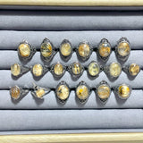 19 Pieces Beautiful Gold Rutile Quartz Different Styles Ring - Wholesale Crystals