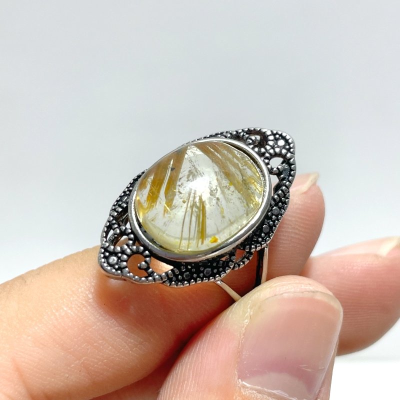 19 Pieces Beautiful Gold Rutile Quartz Different Styles Ring - Wholesale Crystals