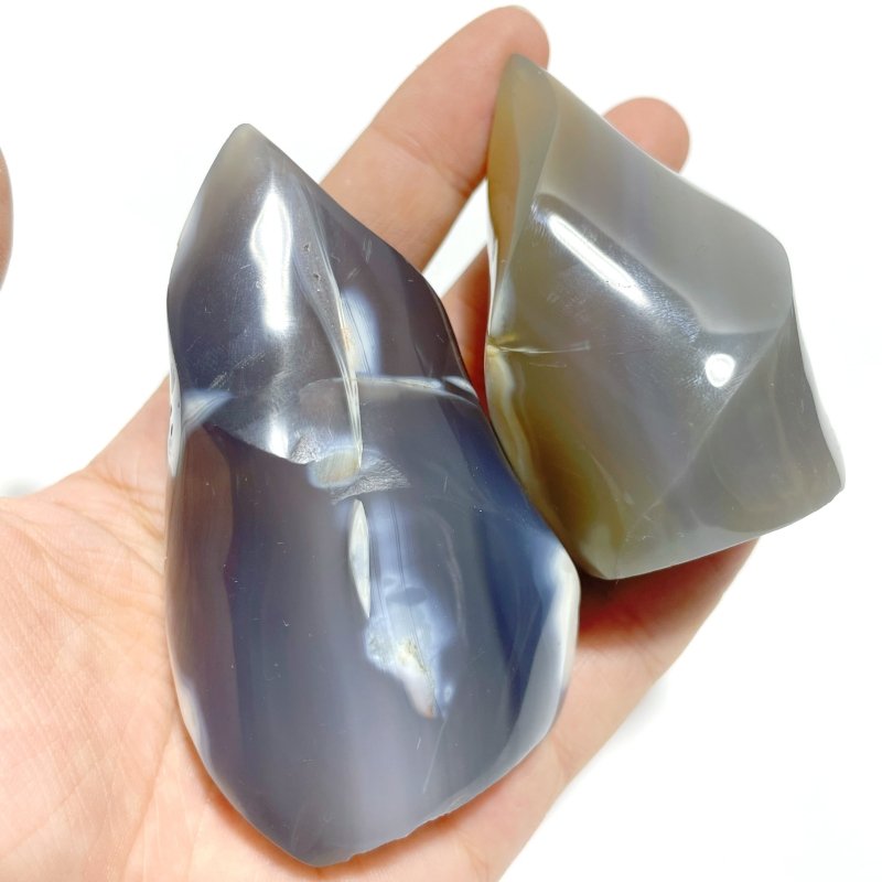 19 Pieces Black Orca Agate Flame Carving 3 - Wholesale Crystals