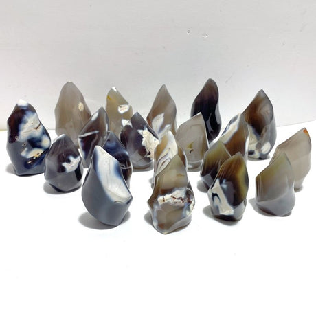 19 Pieces Black Orca Agate Flame Carving 3 - Wholesale Crystals