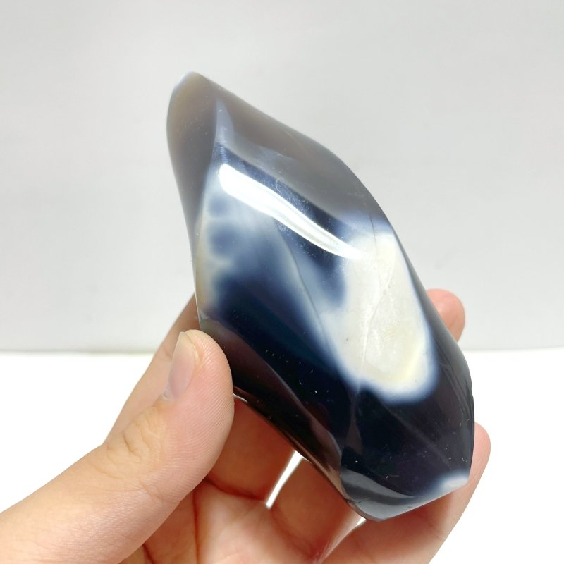 19 Pieces Black Orca Agate Flame Carving 3 - Wholesale Crystals