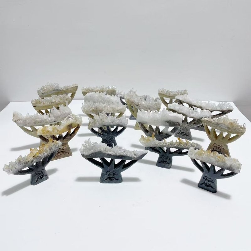 19 Pieces Clear Quartz Cluster Dendroid Guard Carving - Wholesale Crystals