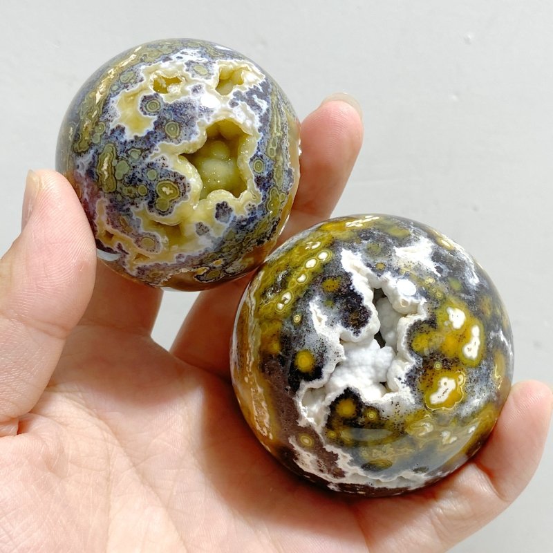 19 Pieces Geode Druzy 8th Vein Ocean Jasper Spheres -Wholesale Crystals