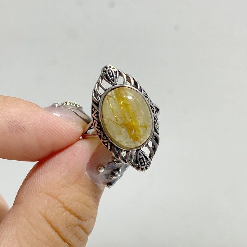 19 Pieces Golden Rutile Quartz Different Styles Rings -Wholesale Crystals