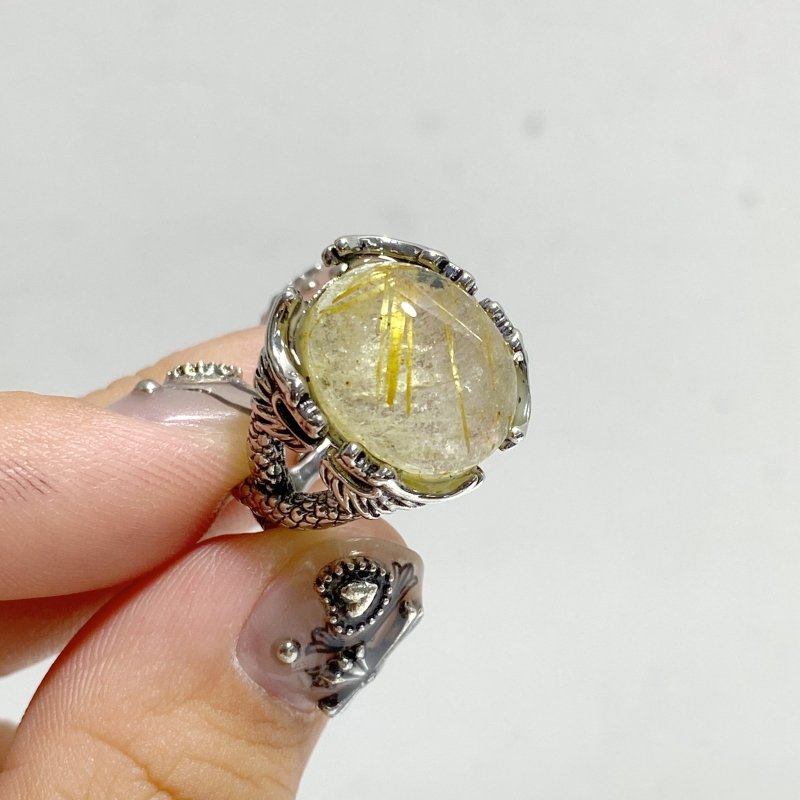19 Pieces Golden Rutile Quartz Different Styles Rings -Wholesale Crystals