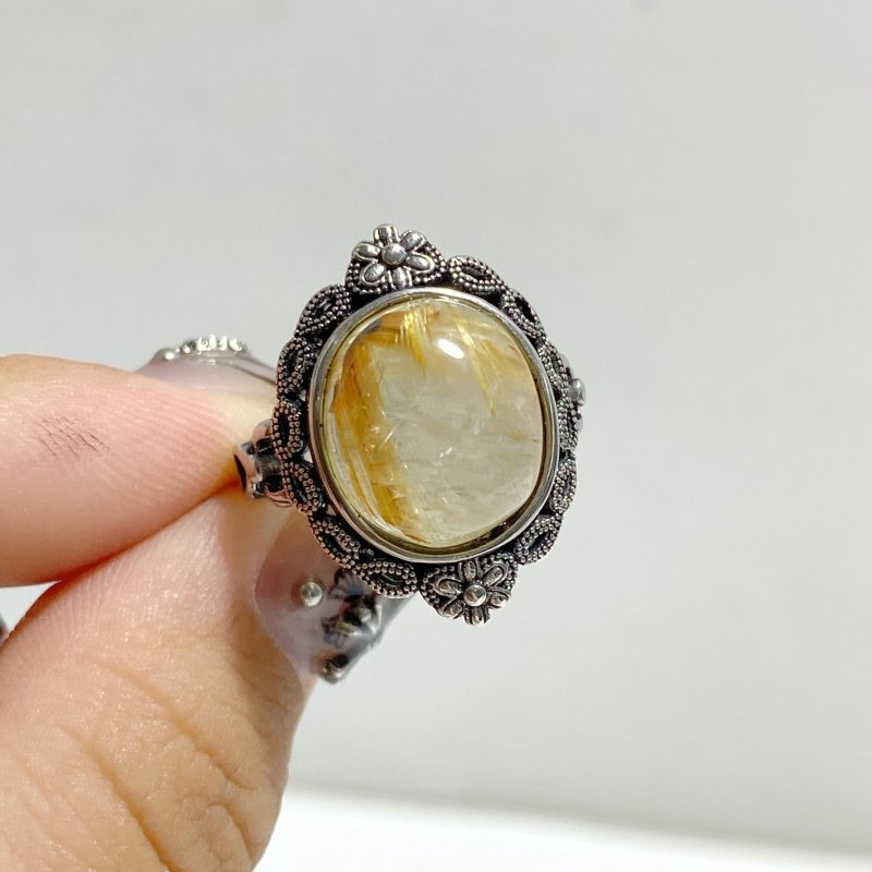 19 Pieces Golden Rutile Quartz Different Styles Rings -Wholesale Crystals