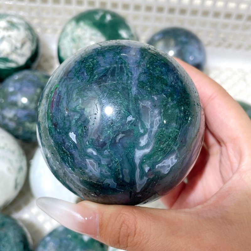 19 Pieces Moss Agate Spheres Clearance - Wholesale Crystals