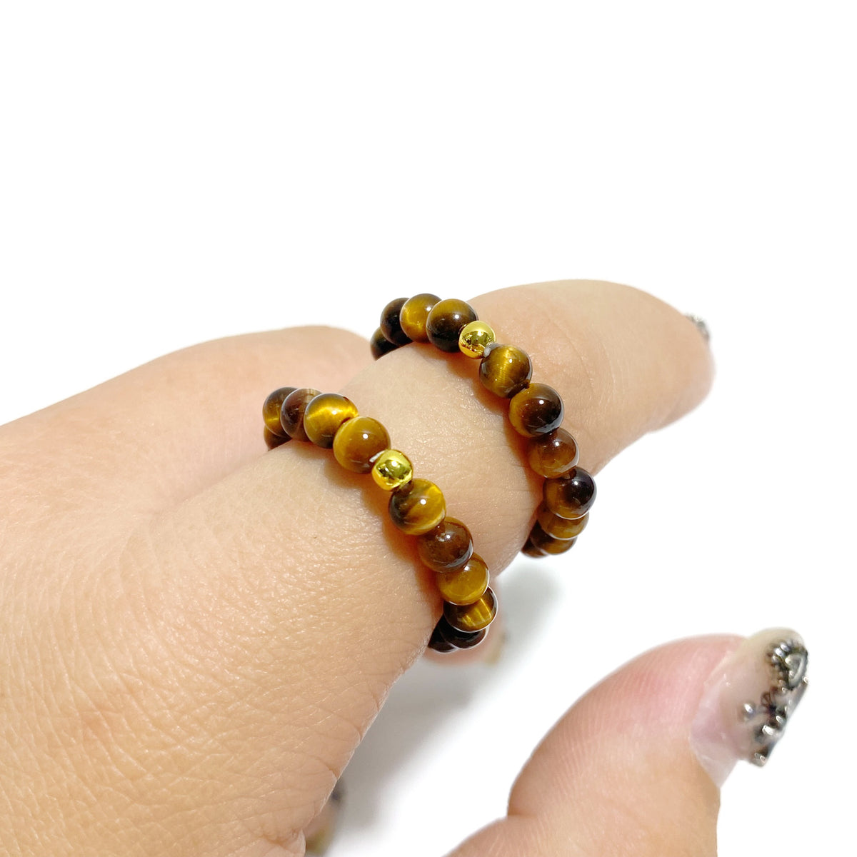 21 Types Crystal Beaded Rings Wholesale Tiger Eye Blue Aventurine