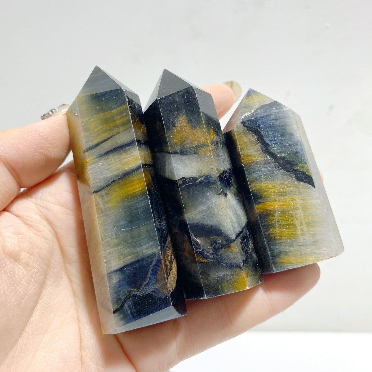 36 Pieces Blue Tiger Eye Mixed Quartz Tower Point