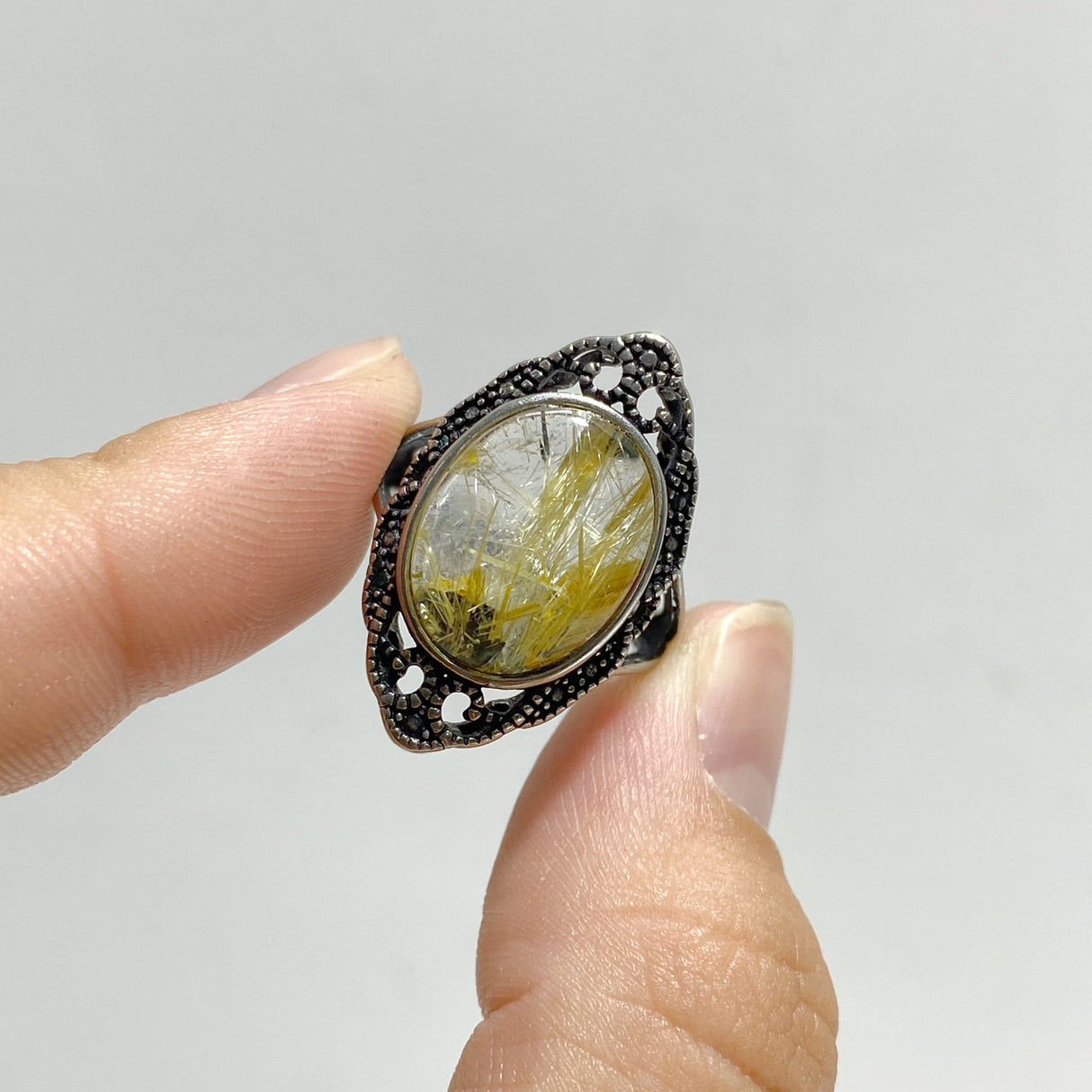 19 Pieces Golden Rutile Quartz Different Styles Ring