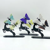 Mixed Materials Butterfly Wing Carving With Deer Stand Wholesale