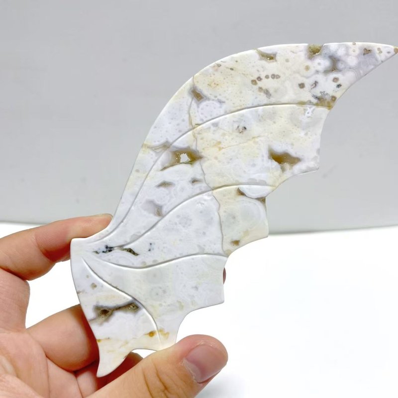 2 Pairs 8th Vein Ocean Jasper Flying Dragon Wing With Stand - Wholesale Crystals