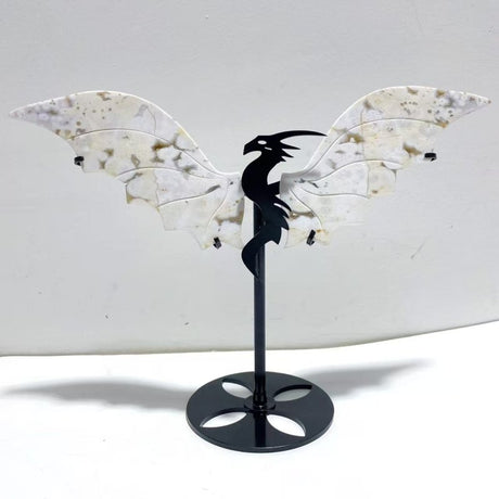 2 Pairs 8th Vein Ocean Jasper Flying Dragon Wing With Stand - Wholesale Crystals