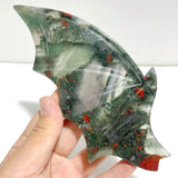 2 Pairs Africa Blood Stone Bat Wing Carving With Stand - Wholesale Crystals