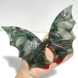 2 Pairs Africa Blood Stone Bat Wing Carving With Stand - Wholesale Crystals