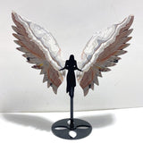 2 Pairs Angel Wing Carving With Stand Africa Blood Stone Morocco Agate - Wholesale Crystals