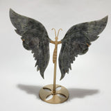 2 Pairs Butterfly Wing Carving With Stand Labradorite Crazy Agate - Wholesale Crystals