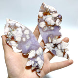 2 Pairs Butterfly Wing Carving With Stand Moss Agate Sakura Flower Agate - Wholesale Crystals