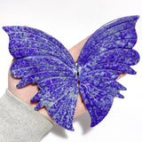 2 Pairs Delicate Lapis Lazuli Butterfly Wing Carving With Stand - Wholesale Crystals