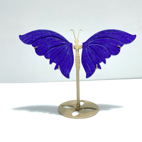 2 Pairs Delicate Lapis Lazuli Butterfly Wing Carving With Stand - Wholesale Crystals