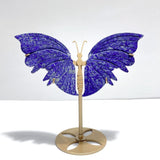 2 Pairs Delicate Lapis Lazuli Butterfly Wing Carving With Stand - Wholesale Crystals
