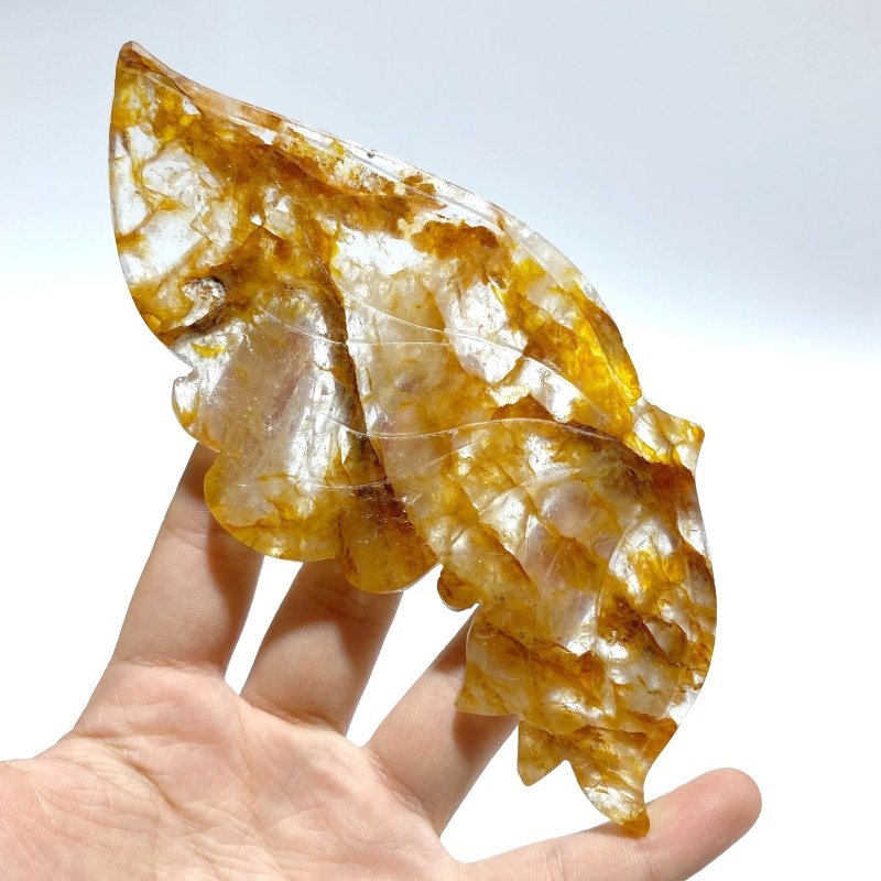 2 Pairs Fire Quartz Butterfly Wing Carving With Stand - Wholesale Crystals