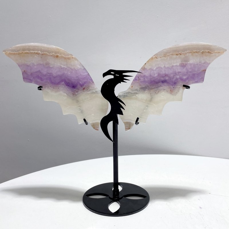 2 Pairs Flying Dragon Wing With Stand Amethyst Mixed Stripe Agate Mookaite - Wholesale Crystals