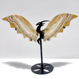 2 Pairs Flying Dragon Wing With Stand Crazy Agate Sakura Flower Agate - Wholesale Crystals