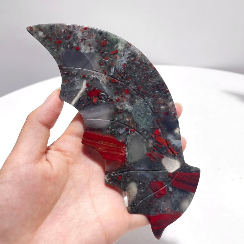 2 Pairs Flying Dragon Wing With Stand Moroccan Agate Africa Blood - Wholesale Crystals