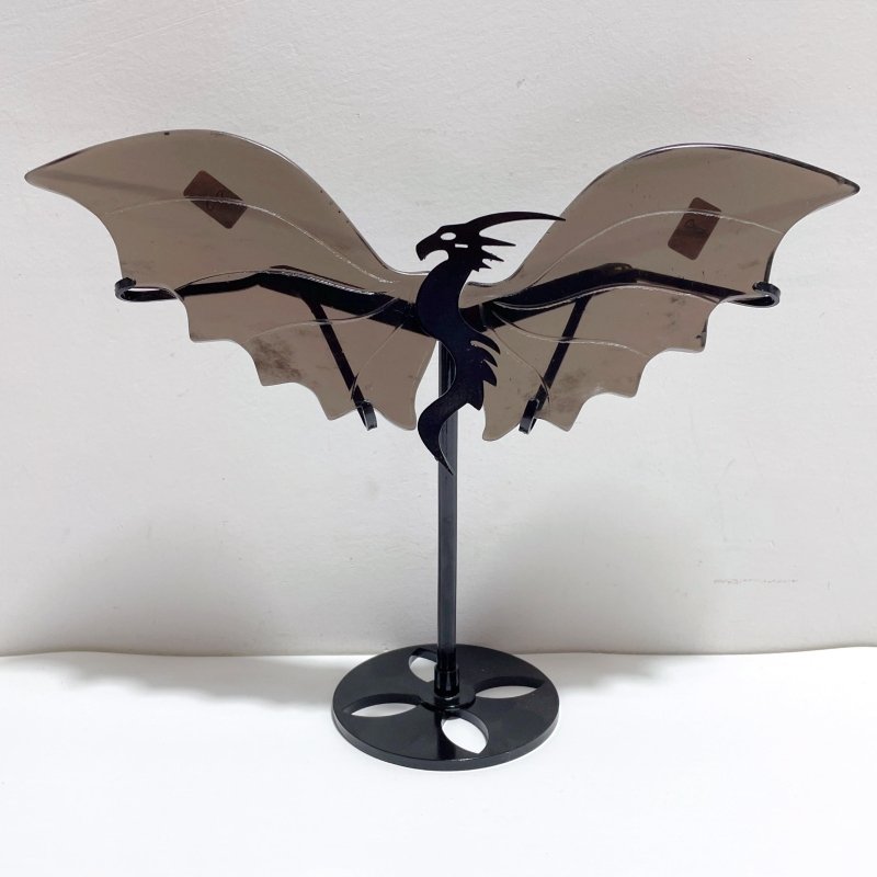 2 Pairs Ice Obsidian Flying Dragon Wing With Stand - Wholesale Crystals