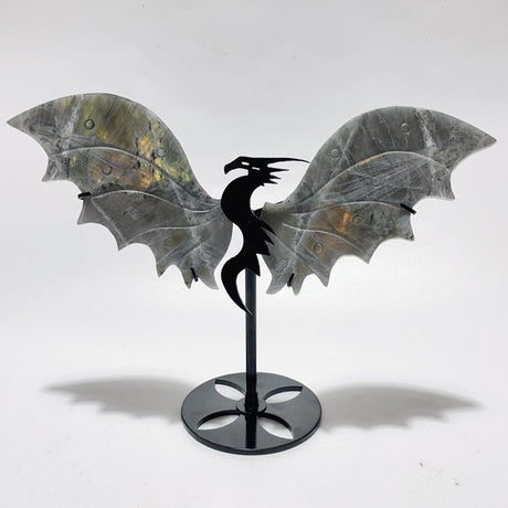 2 Pairs Labradorite Flying Dragon Wing With Stand -Wholesale Crystals