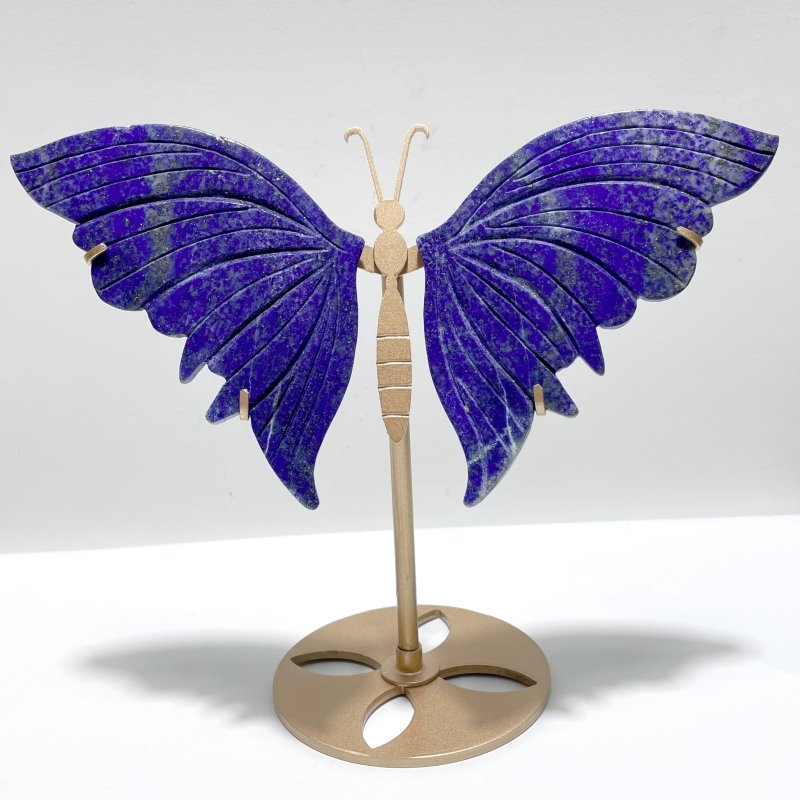 2 Pairs Large Lapis Lazuli Butterfly Carving With Stand - Wholesale Crystals