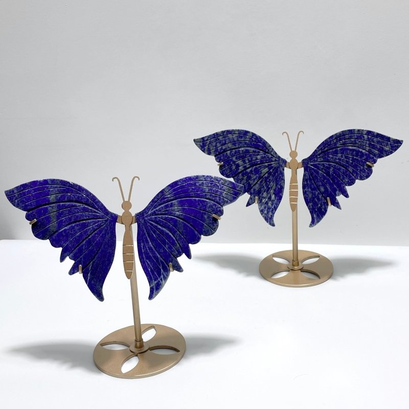 2 Pairs Large Lapis Lazuli Butterfly Carving With Stand - Wholesale Crystals