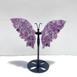 2 Pairs Lepidolite Butterfly Wing Carving With Stand - Wholesale Crystals