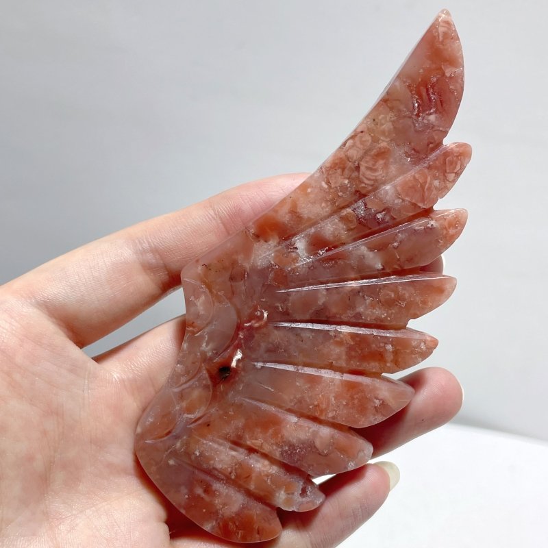 2 Pairs Pink Agate Pegasus Wing Crystal Carving With Stand - Wholesale Crystals