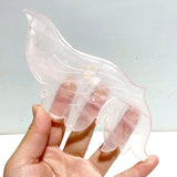 2 Pairs Rose Quartz Butterfly Wing Carving With Stand - Wholesale Crystals