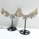 2 Pairs Sakura Flower Agate Heart Wing Carving With Stand -Wholesale Crystals