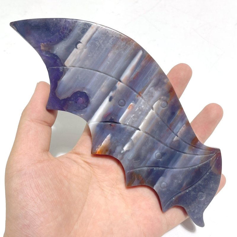 2 Pairs Stripe Agate Flying Dragon Wing With Stand - Wholesale Crystals