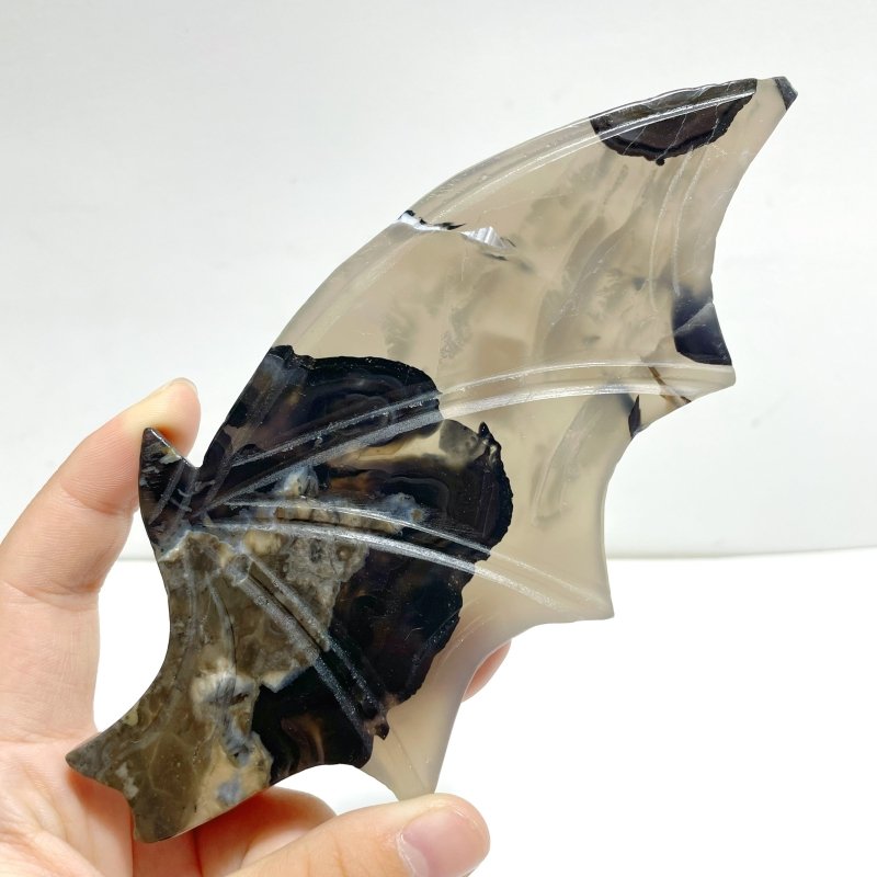2 Pairs Volcano Agate Bat Wing With Stand (UV - Reactive) - Wholesale Crystals