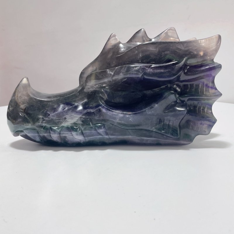 2 Pieces 10.5in Large Colorful Fluorite Dragon Head Carving - Wholesale Crystals