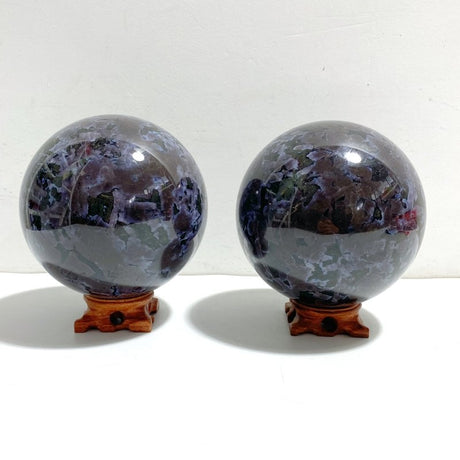 2 Pieces 12CM Indigo Gabbro Stone Spheres - Wholesale Crystals