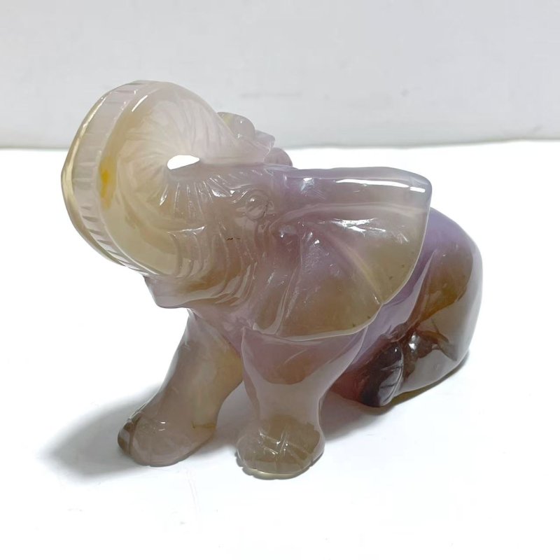 2 Pieces Amethyst Mixed Geode Druzy Agate Elephant Animal Carving A21 - Wholesale Crystals