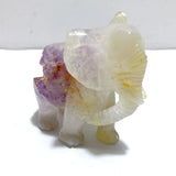 2 Pieces Amethyst Mixed Geode Druzy Agate Elephant Animal Carving A21 - Wholesale Crystals