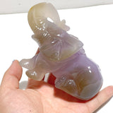 2 Pieces Amethyst Mixed Geode Druzy Agate Elephant Animal Carving A21 - Wholesale Crystals