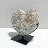 2 Pieces Aura Quartz Cluster Heart With Stand 10 - Wholesale Crystals